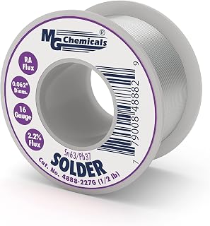 MG Chemicals 63/37 Rosin Core Leaded Solder, 0.062" Diameter, 1/2 lbs Spool -4888-227G, Amber