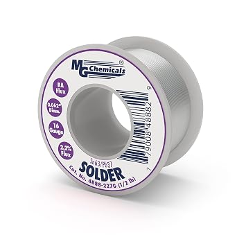 MG Chemicals 4888 63/37 Rosin Core Leaded Solder, 0.062" Diameter, 1/2 lbs Spool Pack of 25