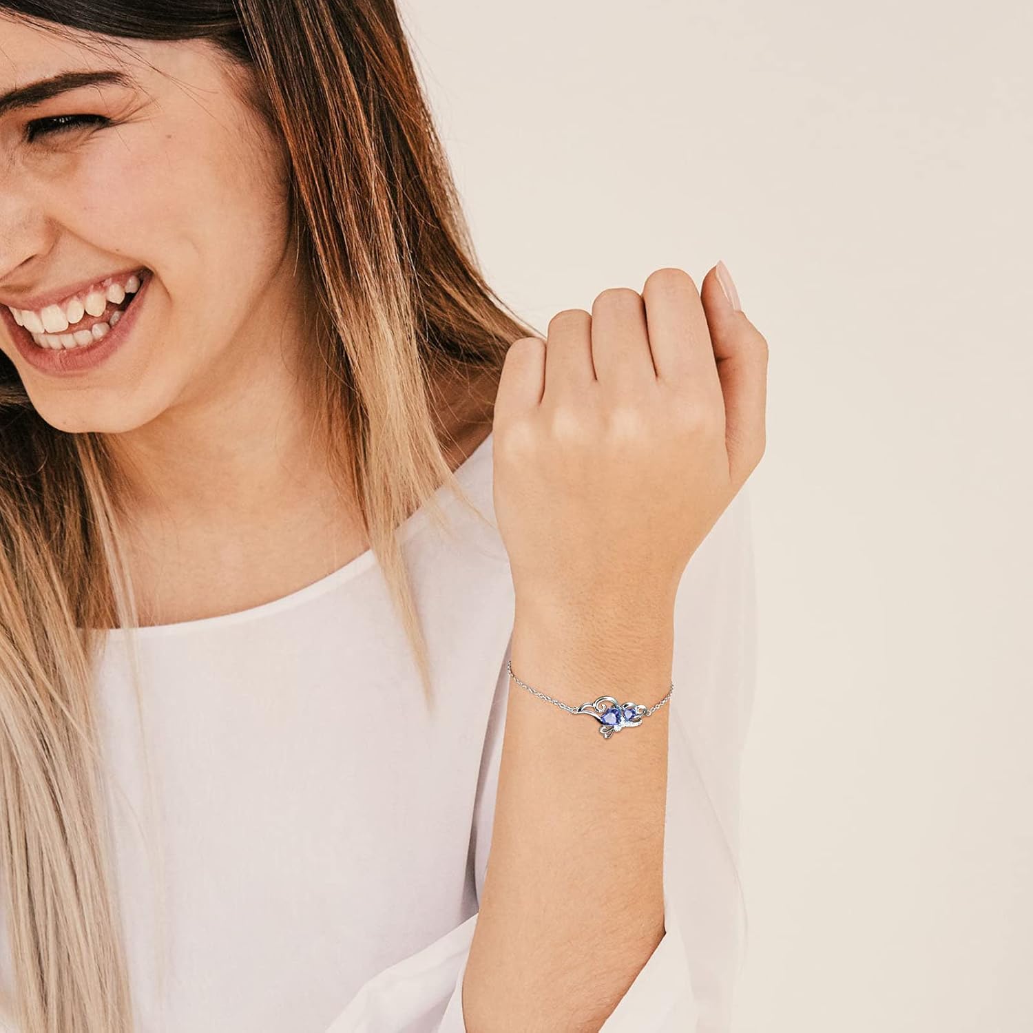 Butterfly Heart Necklace Birthstone Pendant Necklace Earrings Bracelet Women 925 Sterling Silver Animal Butterflies Birthstone Pendant Crystal Birthday Jewelry Wedding Gift