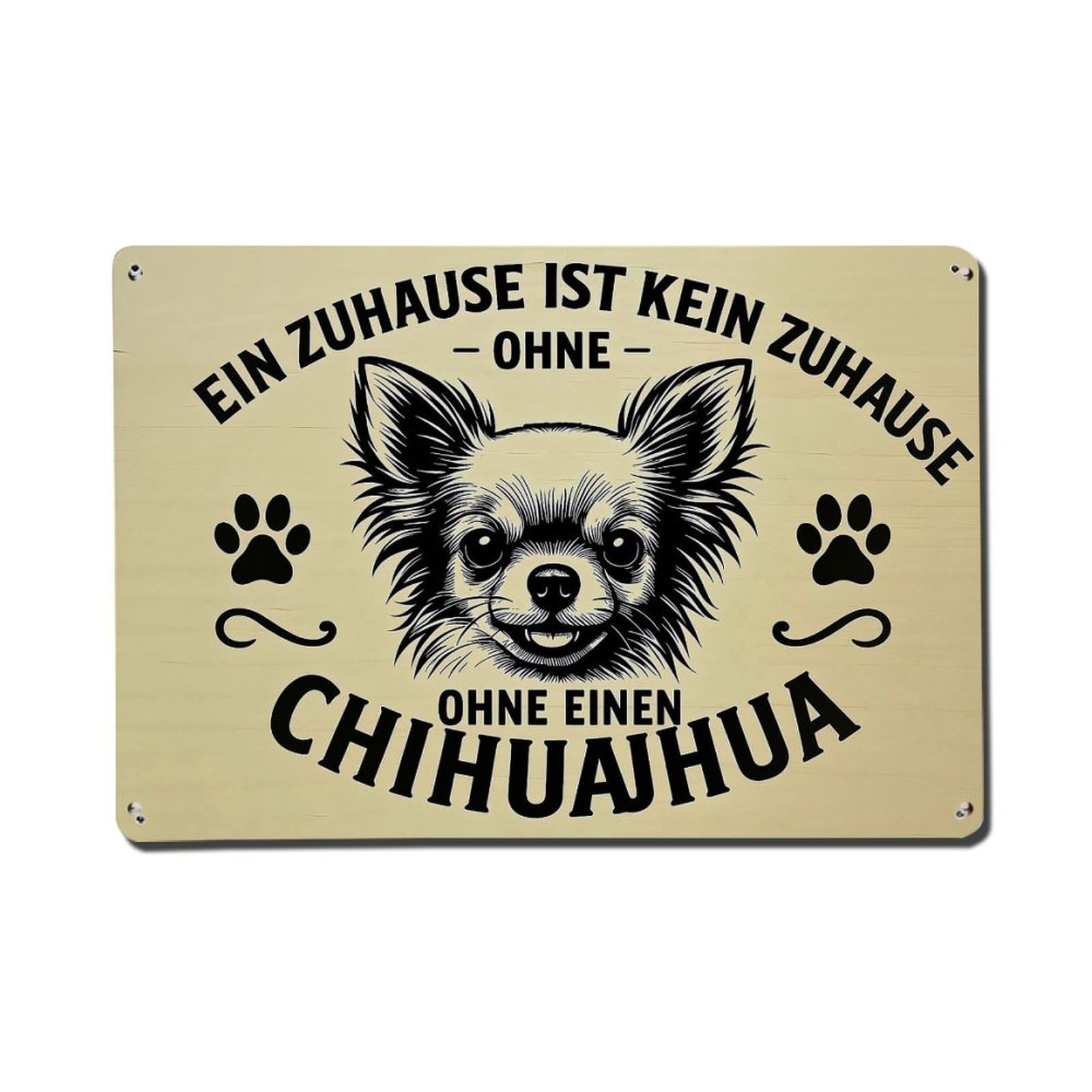 Chihuahua Dog Paw Print Design Retro Metal Tin Sign, Vintage Decor Art Poster for Bar, Home, Man Cave, Kitchen, Laundry Room Gift 8x12Inch