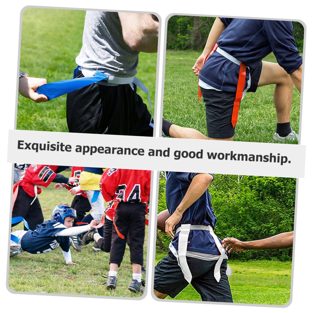 GRIRIW 1Set Multi Use Football Waist Flag Set Belts Flags for Youth Rugby Games Outdoor Training Activities