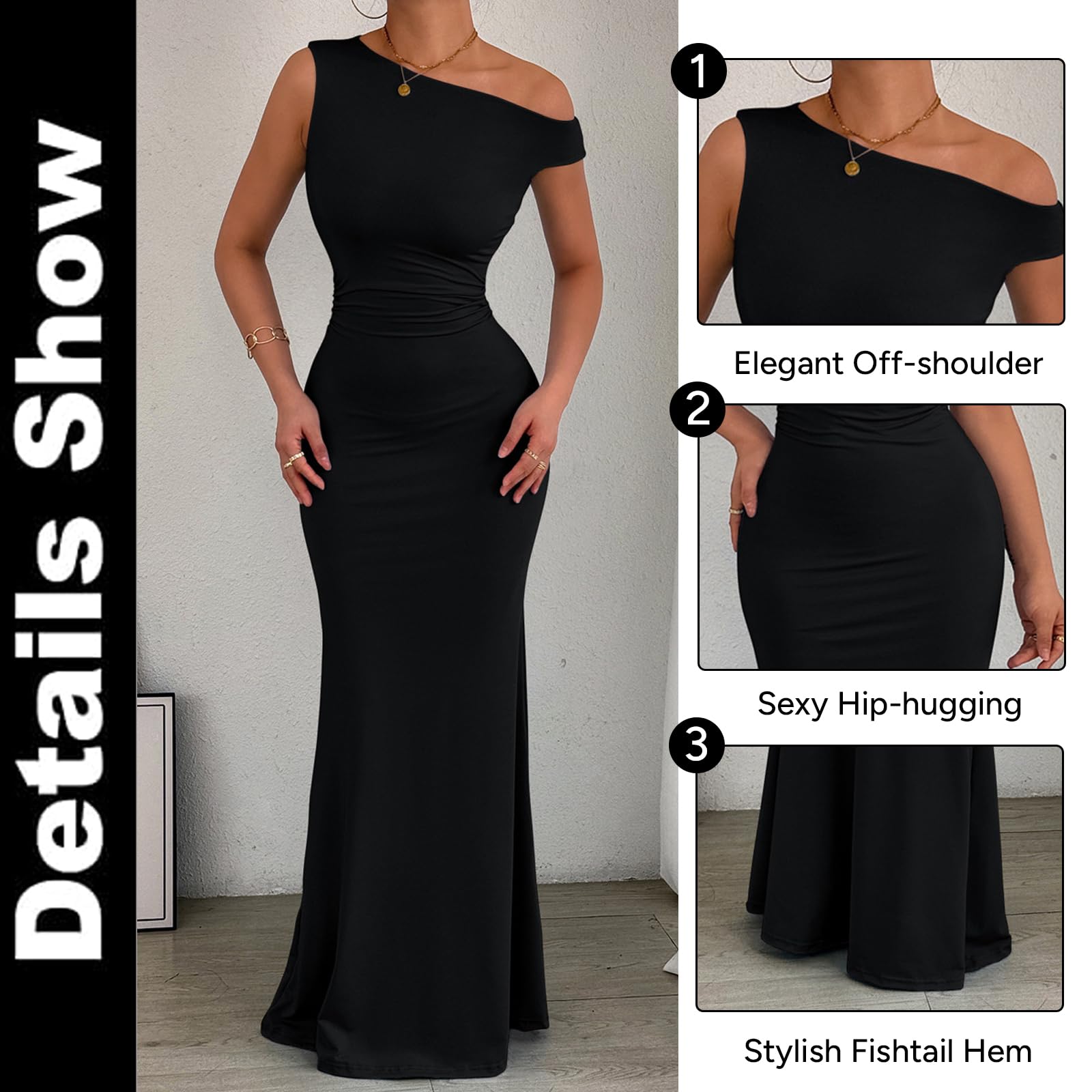 Robe Femme Sexy sans Manches Une Épaule Robes Longue Moulante Elégant Bodycon Maxi Robe de Soirée D'éte Décontracté Plissée Couleur Unie Wrap Robes pour Clubbing Cocktail Prom Fête