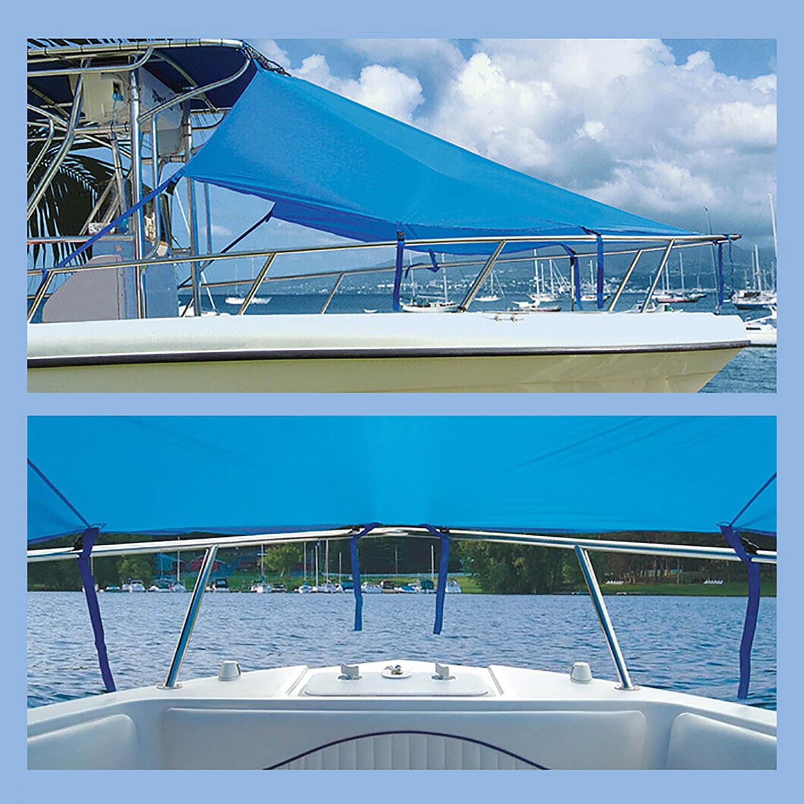 Toldo Bimini para Barco, Toldo de Proa T-Top, Toldo para Pontón, Extensión Impermeable y Resistente a Los Rayos UV, Fabricado en Poliéster 600D de Grado Marino(Black,200x245cm/78x96in)