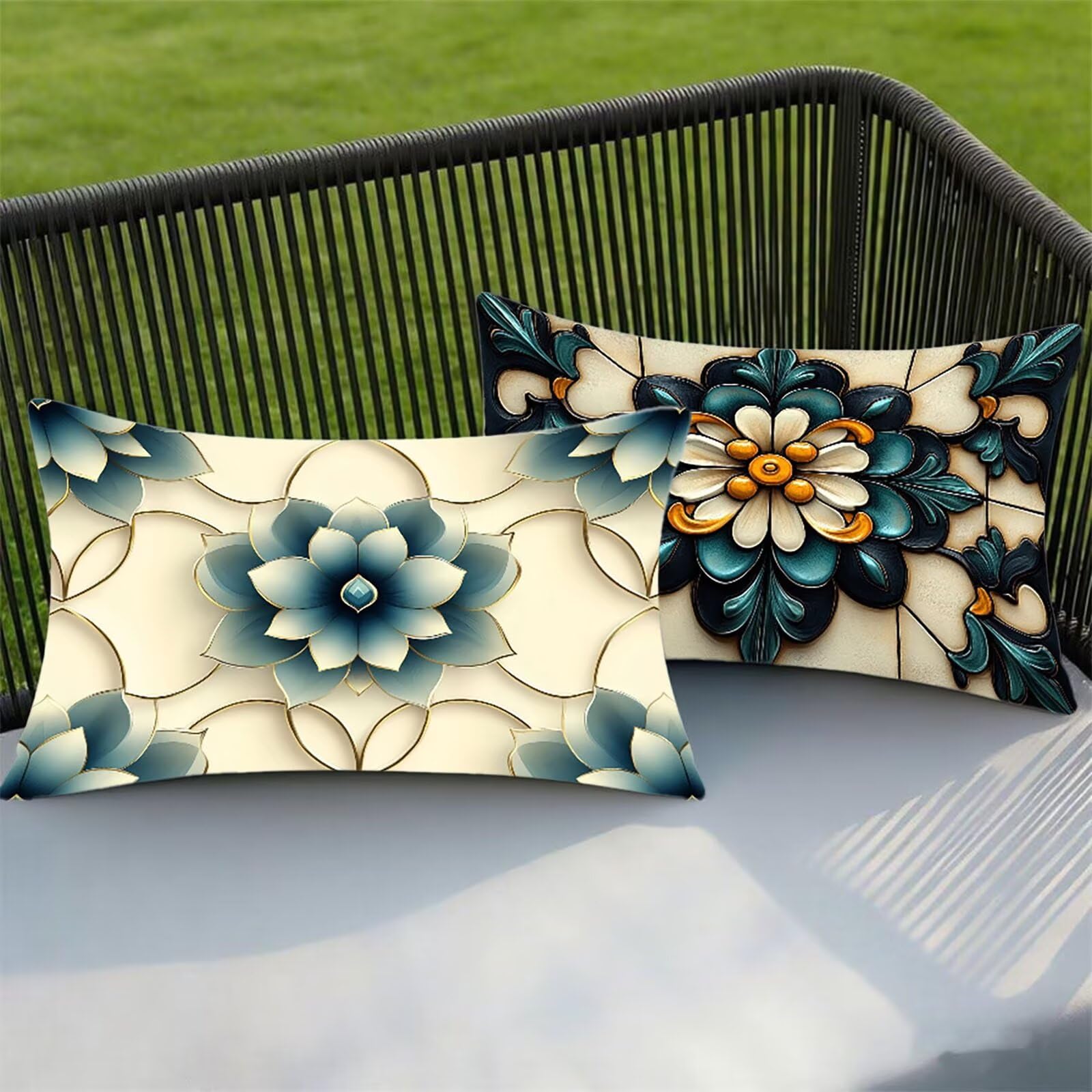 Federe Cuscino 60x80 Set di 2, Nordico Federe Cuscini Divano Lino, Rettangolari Copricuscini 60x80cm Con Cerniera Invisibile, Copricuscino per Camera Letto Casa Decorazioni Regalo, Boemia 1-4047