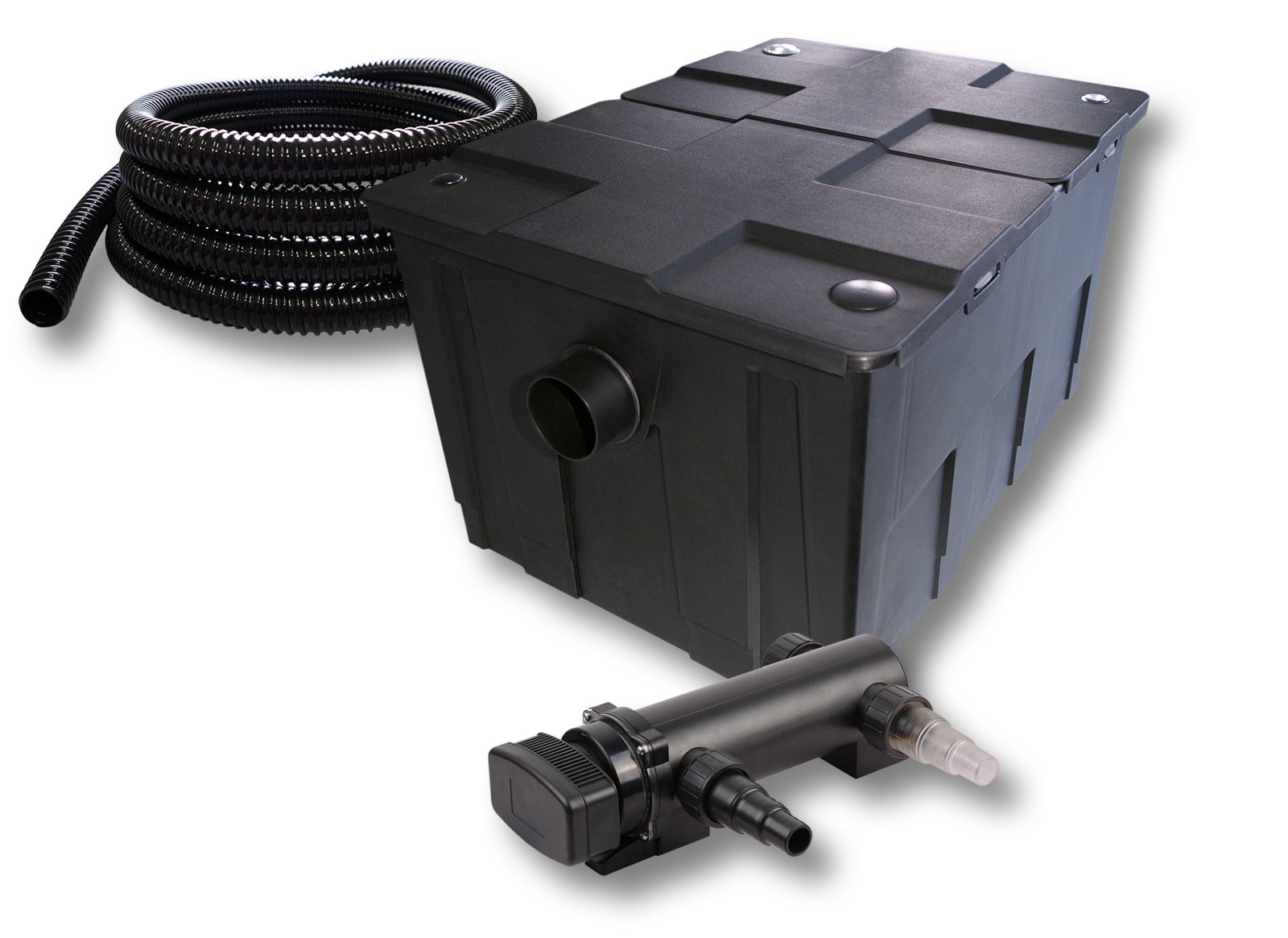SunSun Kit complet: CBF-550 Filtre de bassin jusqu'à 60000 L Biologique, CUV-318 lampe uv UVC Clarificateur avec 18W, 5m Tuyau 25 mm (1")