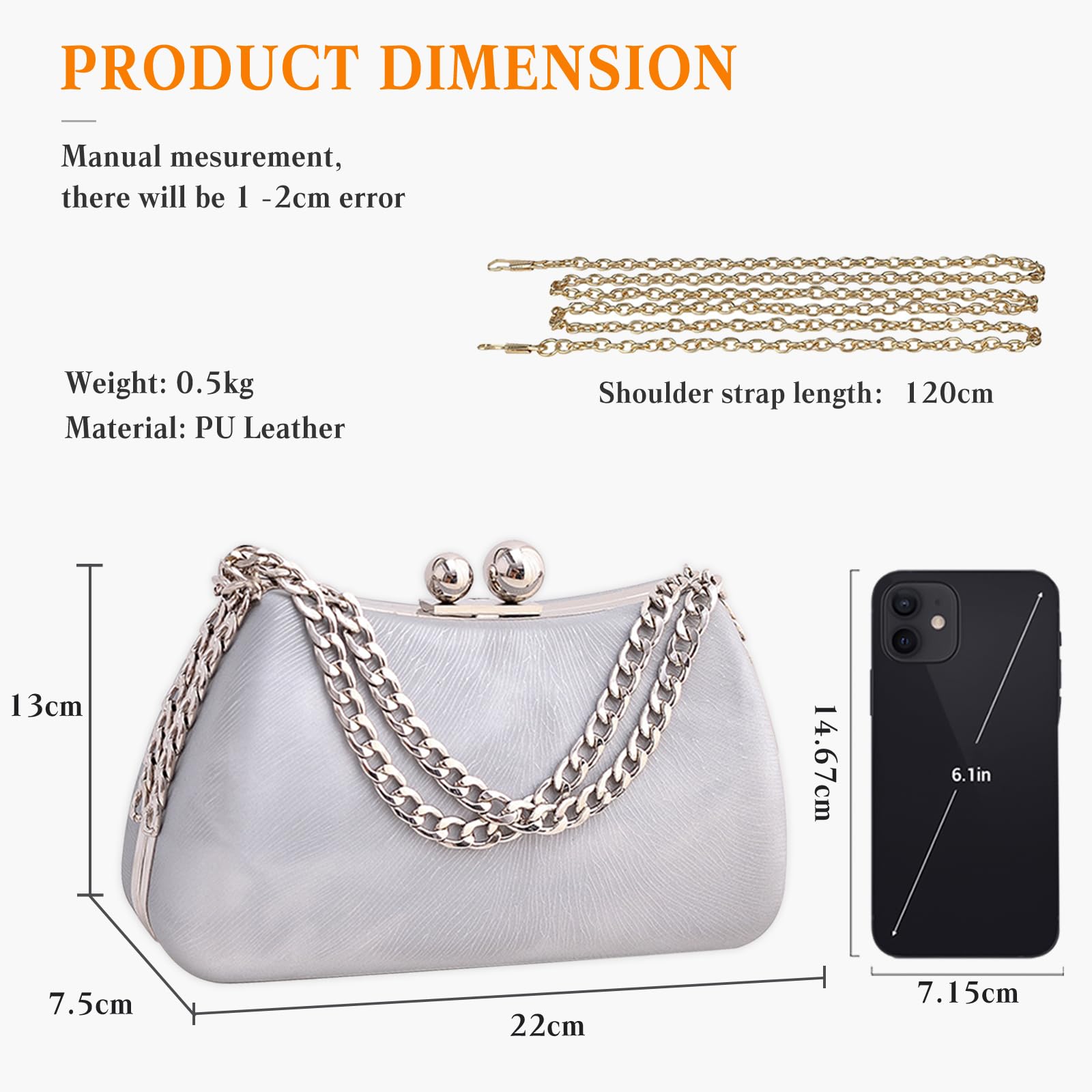 Bolso de Noche para Mujer Clutch de Mármol Bolso de Boda Bolsa de Noche Moda Cartera de Mano Elegante Bolso de Hombro Bolsos Bandolera para Fiesta de Graduación Banquete Boda Plata