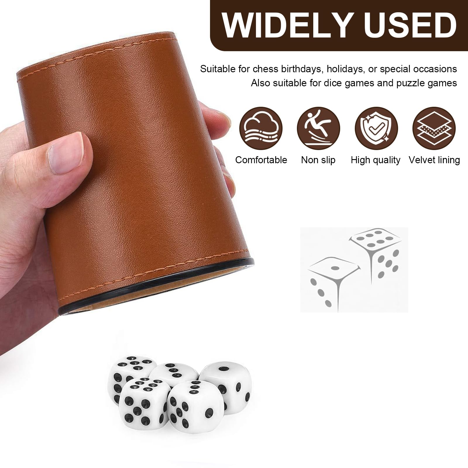 5 Set Bicchieri per dade in Pelle Tazza Agitatore con 25 dade