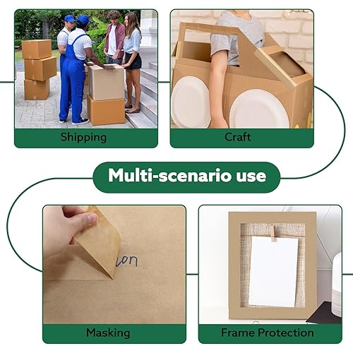 Miniatura 9 de 6 rollos de cinta de embalaje marrón de 2 pulgadas a granel, cinta de embalaje de papel kraft mejorada 2025, 2 pulgadas x 55 yardas, envío de cartón