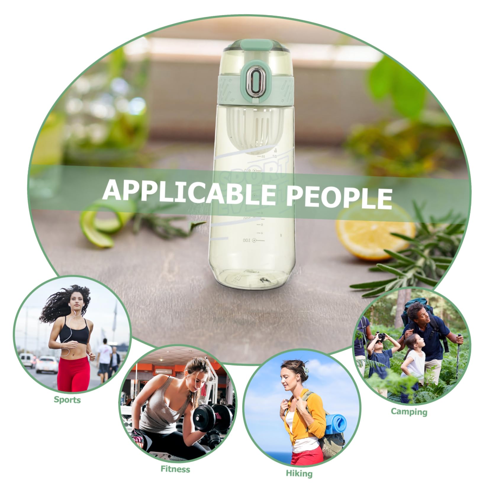 HANABASS Sportliche Wasserflasche Robuste Plastikflasche für Fitness Outdoor Aktivitäten und Gym Großes Fassungsvermögen Auslaufsicher Reinigen