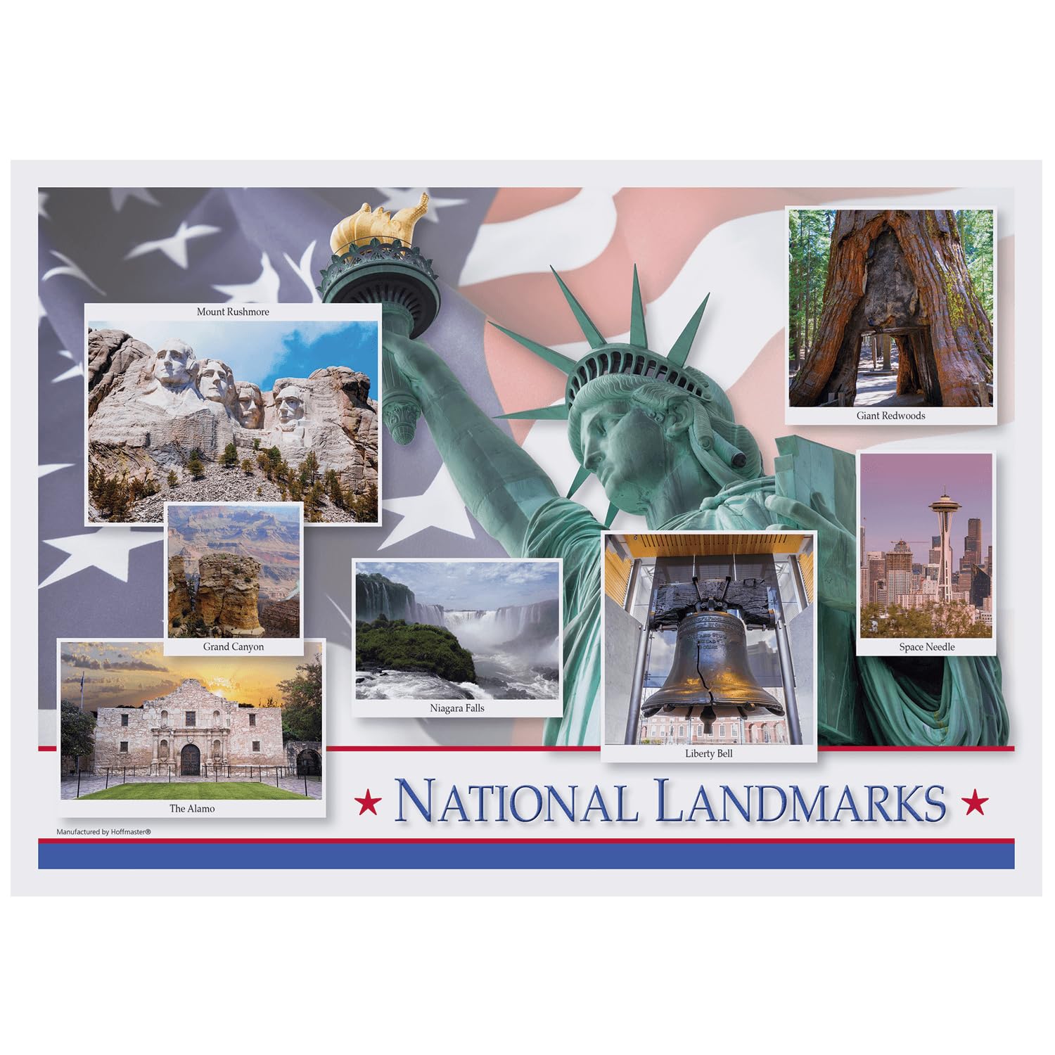 Hoffmaster 702087 orgullo nacional Multipack manteles individuales, 3 diseños por caso, 10 "x 14," impreso (Pack de 1000)