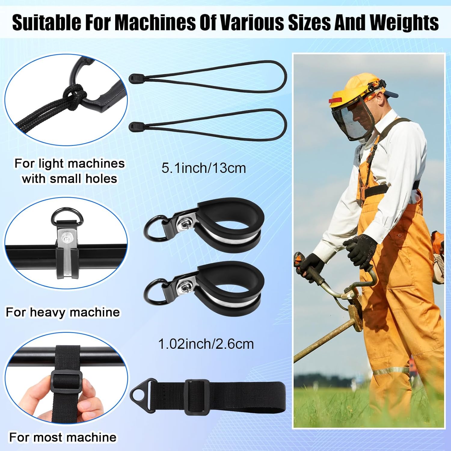 Threlaco 2 Pcs Black Comfort Padded Double Shoulder Strap Padded Belt, Trimmer Shoulder Strap Black with Long Trimmer Strap for Garden Brush Cutter Lawn Mower Leaf Blower String Trimmers