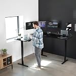 VIVO Black 71 x 71 in Corner Standing Desk, DESK-KIT-E3CB2 | Electric, Triple Motor, Holds 264 lbs, Sit Stand L-Shaped Table, Height Adjustable, Memory Presets, E3C Series, Black Frame