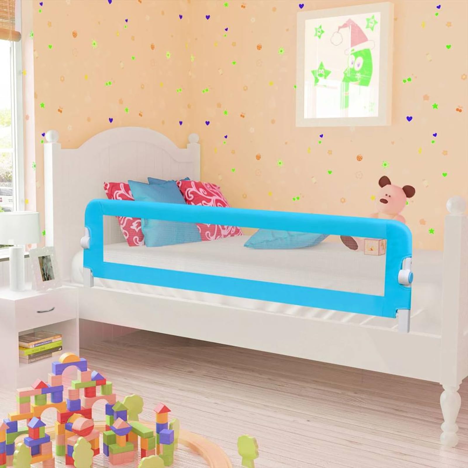Gecheer Sponda di sicurezza per lettino bambino, dimensioni 150x42 cm, colore blu, per cameretta