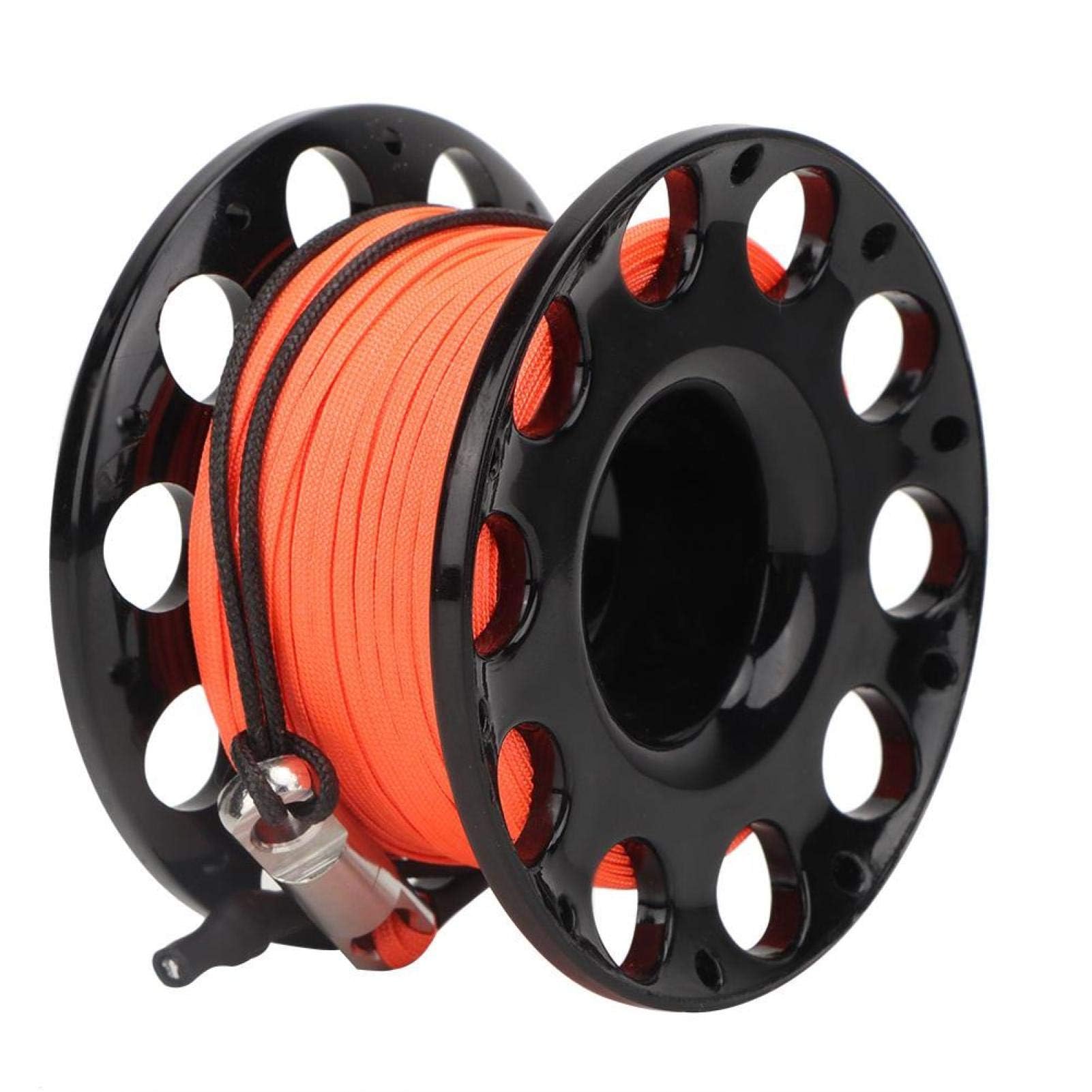 Carrete de Dedo de Buceo, 30 M, Carrete de Dedo de Buceo de Plástico Duradero, Accesorios Subacuáticos, 4 Colores(Rueda Negra)