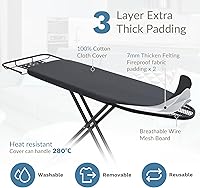 Vista 4 de Tabla de planchar de 48 x 15 pulgadas con soporte de hierro retráctil, tabla de hierro RAINHOL resistente de tamaño completo, marco ancho resistente