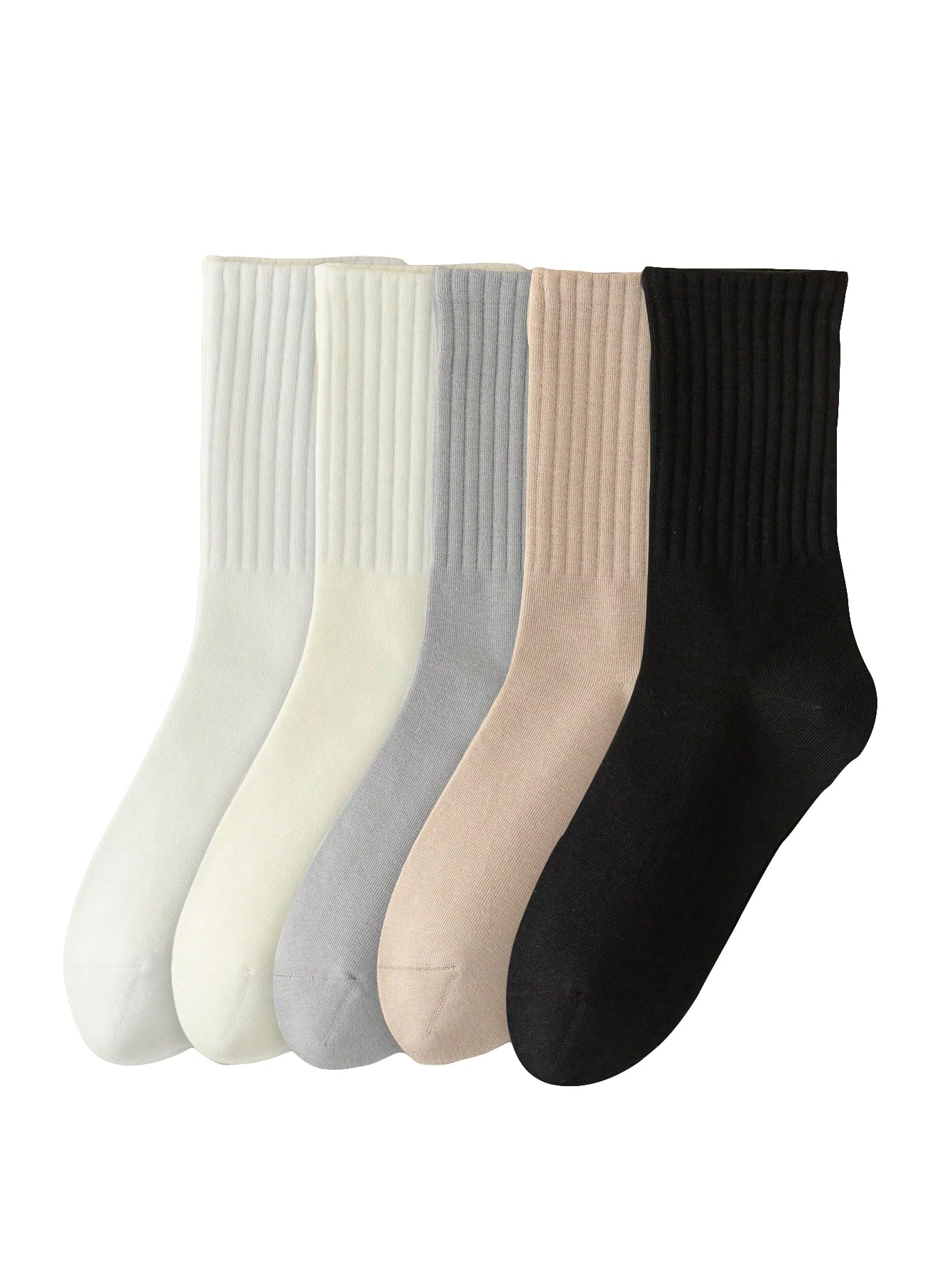 WDIRARA Women's 5 Pieces Socks Breathable Lightweight Crew Socks Multicolor 33-36