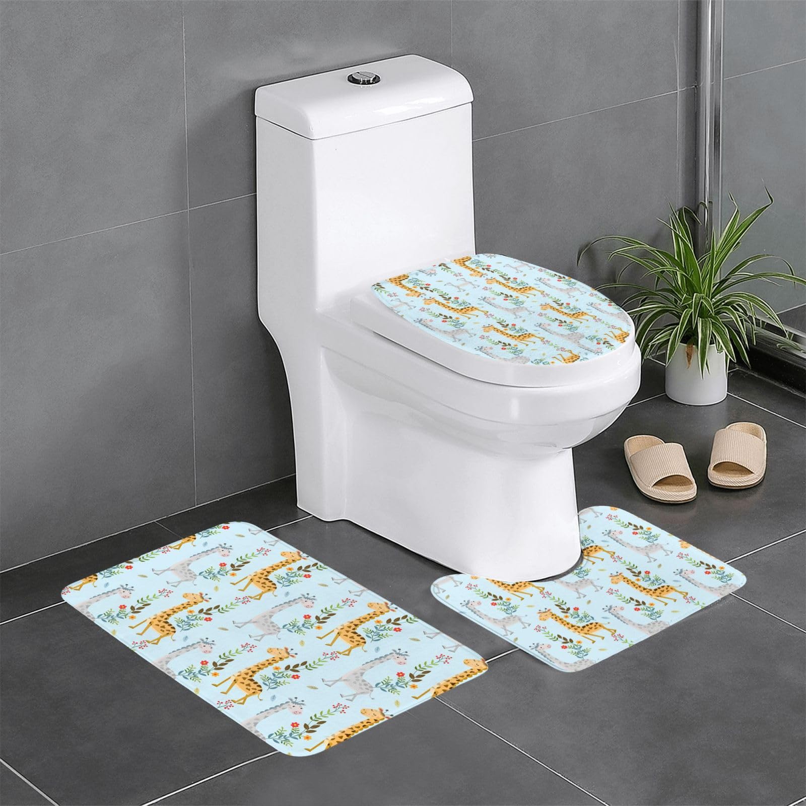 Tapis de salle de bain girafe pour éviter le carrelage froid des WC