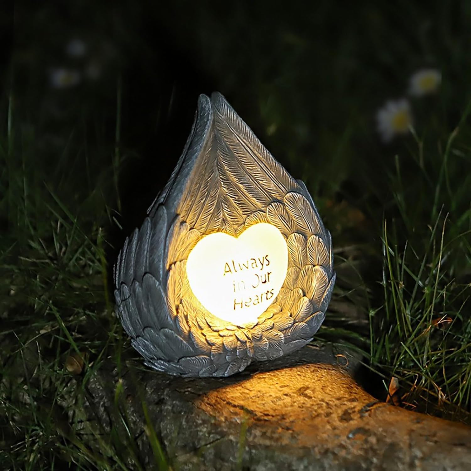 Solar Pet Statue, Hand-Sculpted Resin Waterproof Outdoor Memorial Headstone for Commemorates Loss of Dog