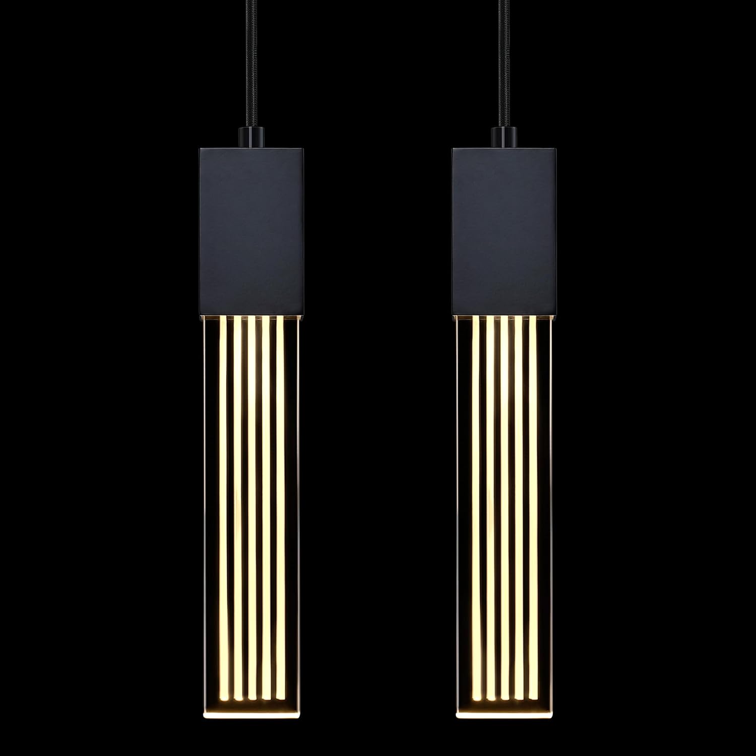 2 Pack Mini Integrated Hanging Natural Crystal Kitchen Island Modern Concise Pendant Ceiling Light Fixtures,Black Finish for Kitchen Island Dining Room Bedroom Hallway