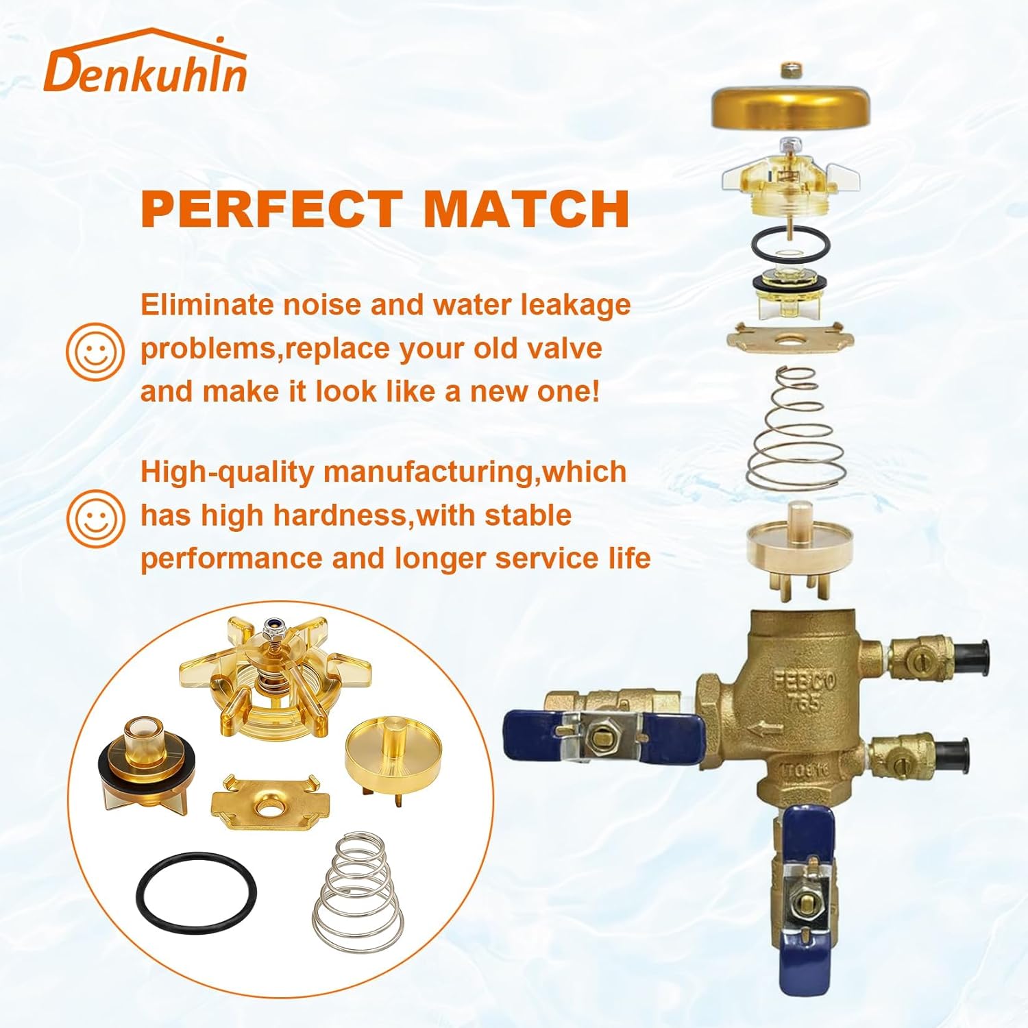 905-211 Bonnet & Poppet and 905-051 Check Valve Assembly Repair Kit Compatible with PVB Model 765CBV & 765DBV 1/2" - 3/4" Pressure Vacuum Breakers