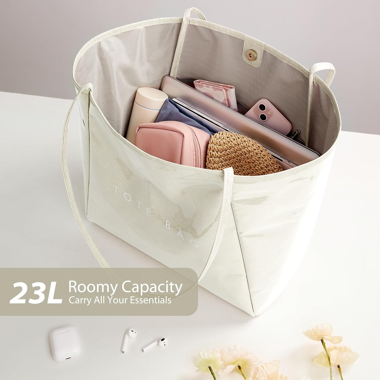 KALIDI PVC Tote Women Weekender Bag Large Shopper Handbag Oversize Shoulder Travel Purse - Image 5