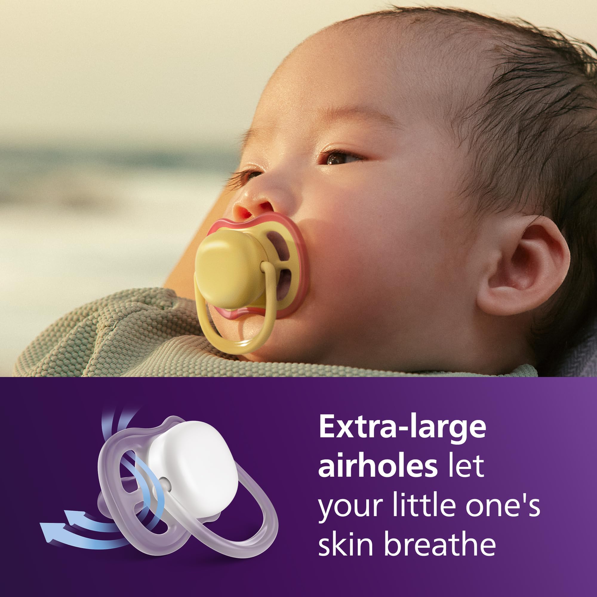 Philips Avent Ultra Air – Lot de 4 tétines symétriques en silicone souple, sans BPA, 2 étuis de stérilisation, pour bébés de 0 à 6 mois, SCF087/20