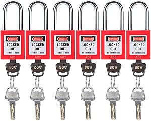 RealPlus Lockout Tagout Locks, 6pcs Keyed Alike Safety Lock, 2 Keys Per ...