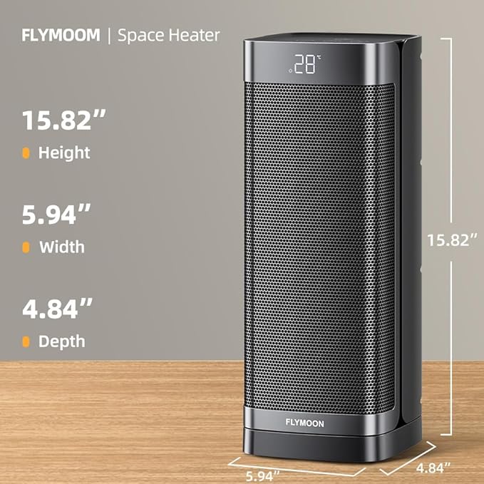 Calefactor Eléctrico Portátil 1500W Cerámico con Termostato Ajustable miniatura 2