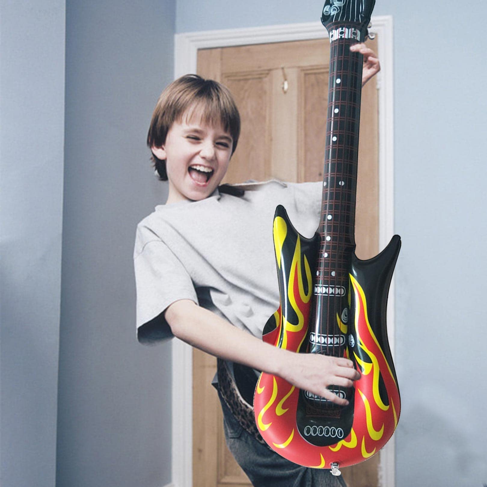 Rubber Guitar Inflatable Electric Guitar Costume | Blow-Up Rock 'n Roll Music Instrument Prop For Parties & Disco Inflateable Costume - Foto 5