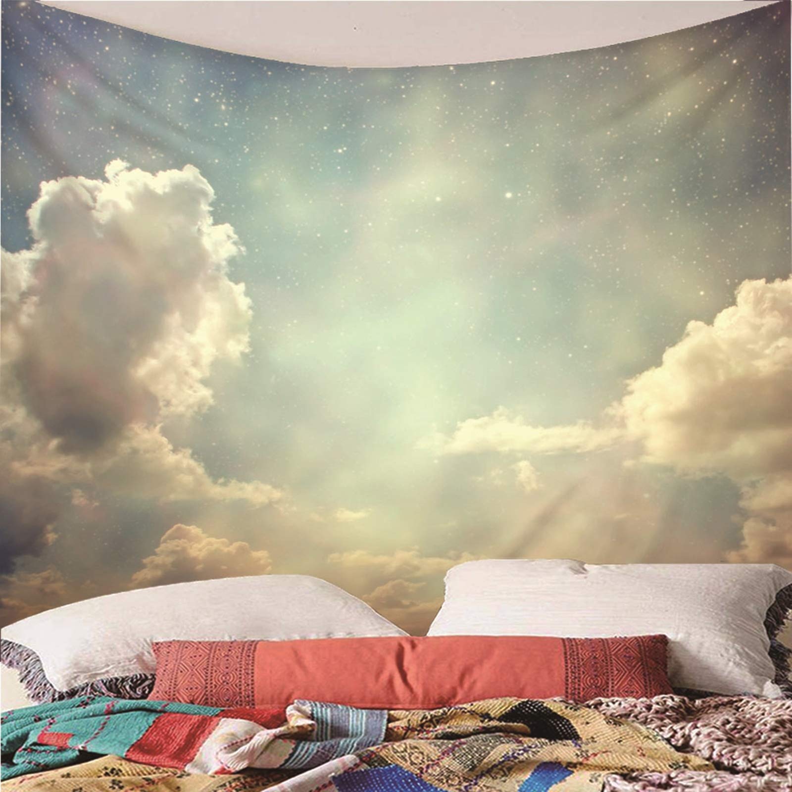 Daesar Wandteppiche Wandbehang, Wandbehang Wasserfest 300x260CM Tapisserie Psychedelic Himmel Wolken Wanddeko für Kinderzimmer Wohnzimmer Schlafzimmer