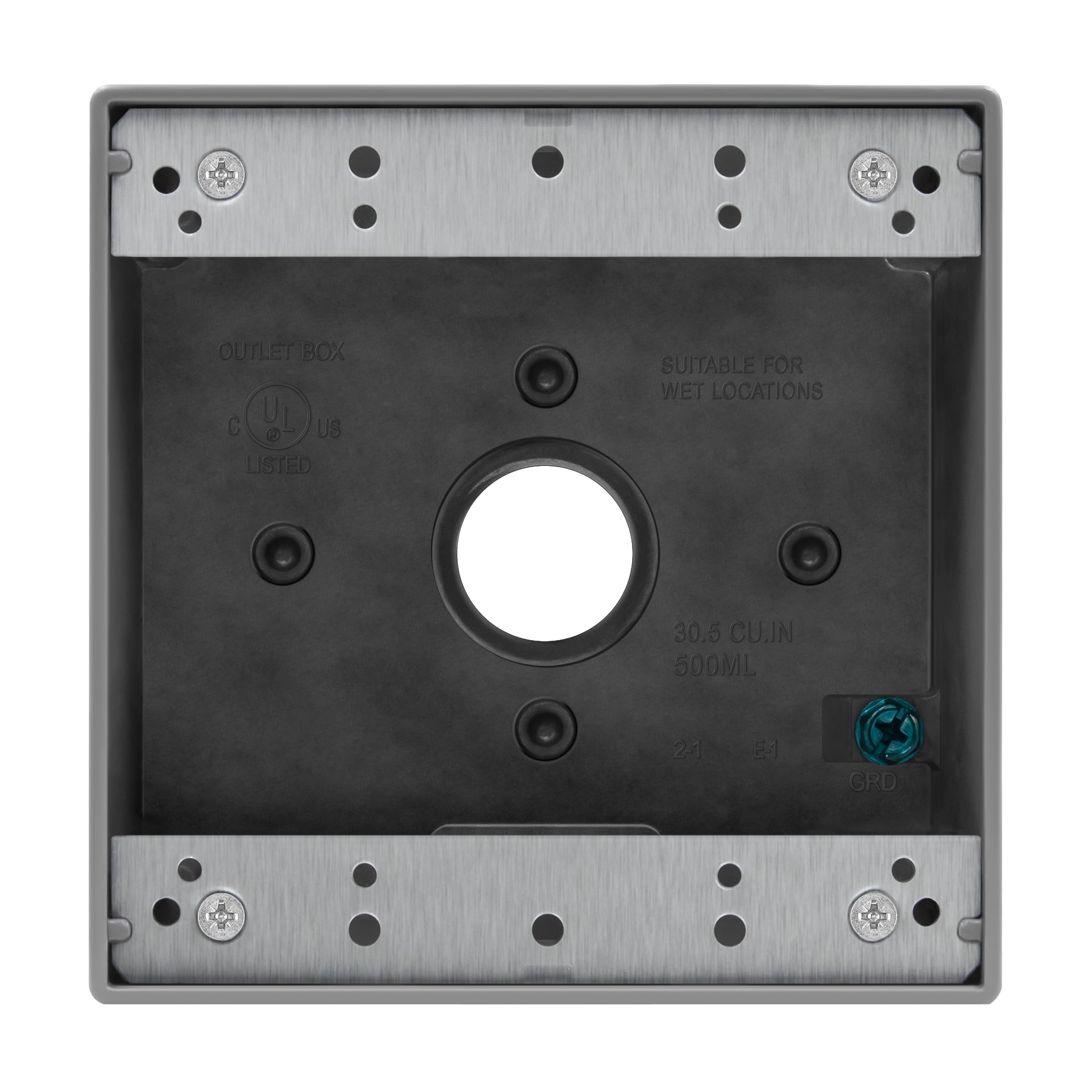 ENERLITES Weatherproof Outlet Box with Three 3/4-in Threaded Outlets, Outdoor Electrical Box, 3 Holes 0.75” Each, 2-Gang, 4.53” Height x 4.53” Length x 2.16” Depth, EN2375