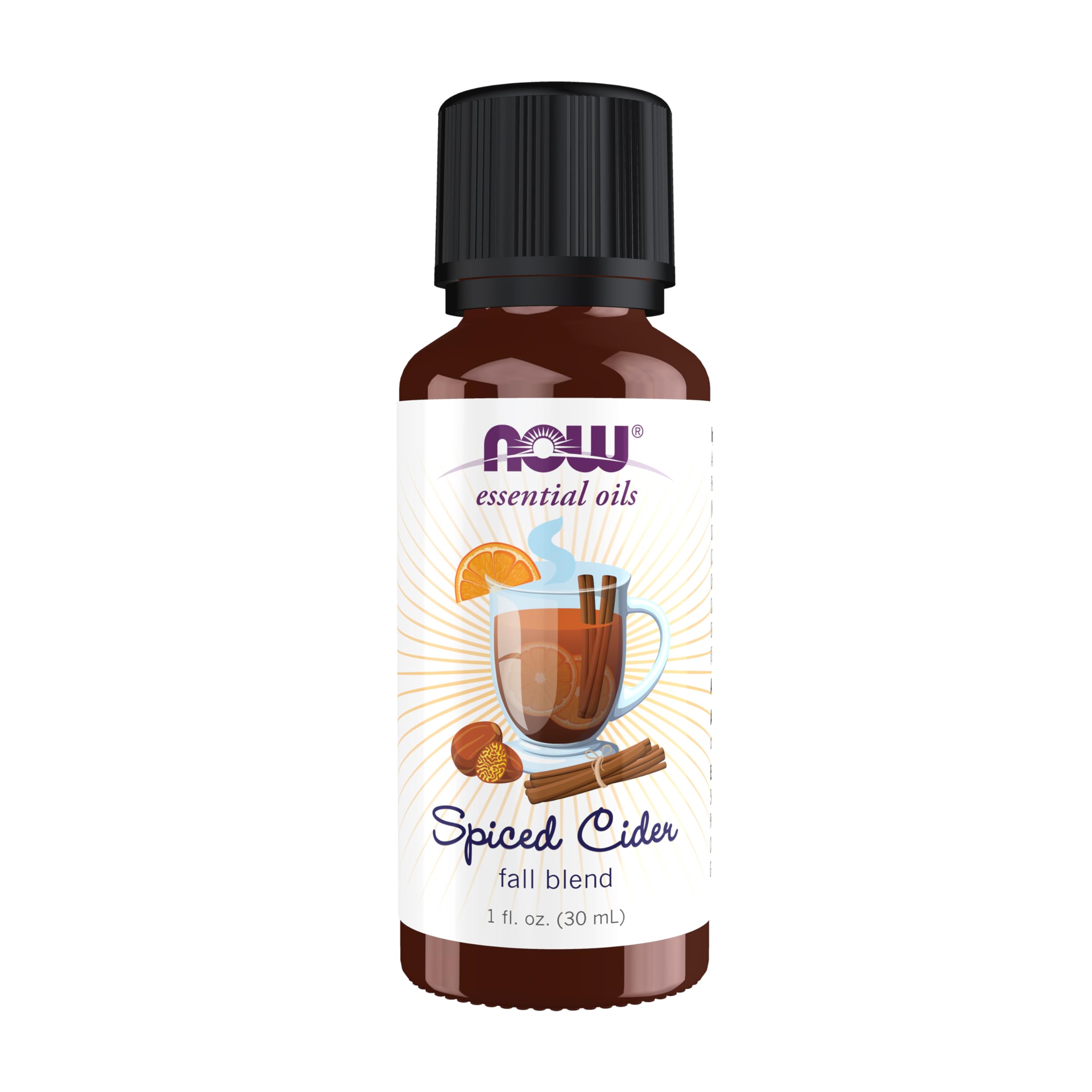 NOW Foods Essential Oils, Spiced Cider Oil Blend, Citrus Spice Scent With Warm and Comforting Attributes, 1-Ounce