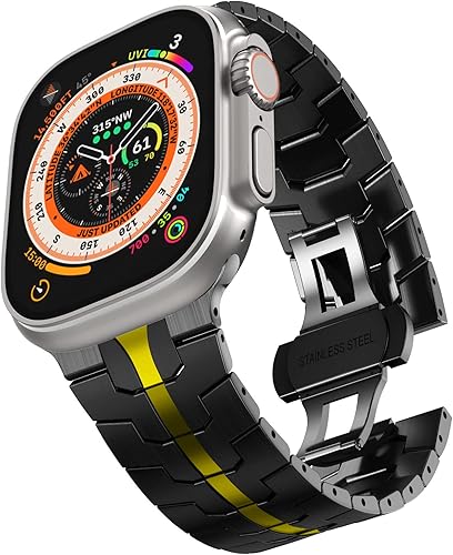 CHANCHY Correa de acero inoxidable compatible con Apple Watch Ultra Band de 1.929 in, 1.772 in, 1.732 in, 1.654 in, correa de metal con cierre