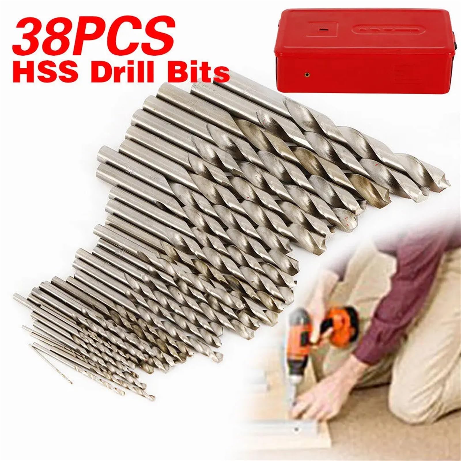 Juego de brocas para taladro rotativo Juego de brocas métricas HSS 38 piezas 1 a 13 mm con punta acero alta velocidad y cobalto + estuche