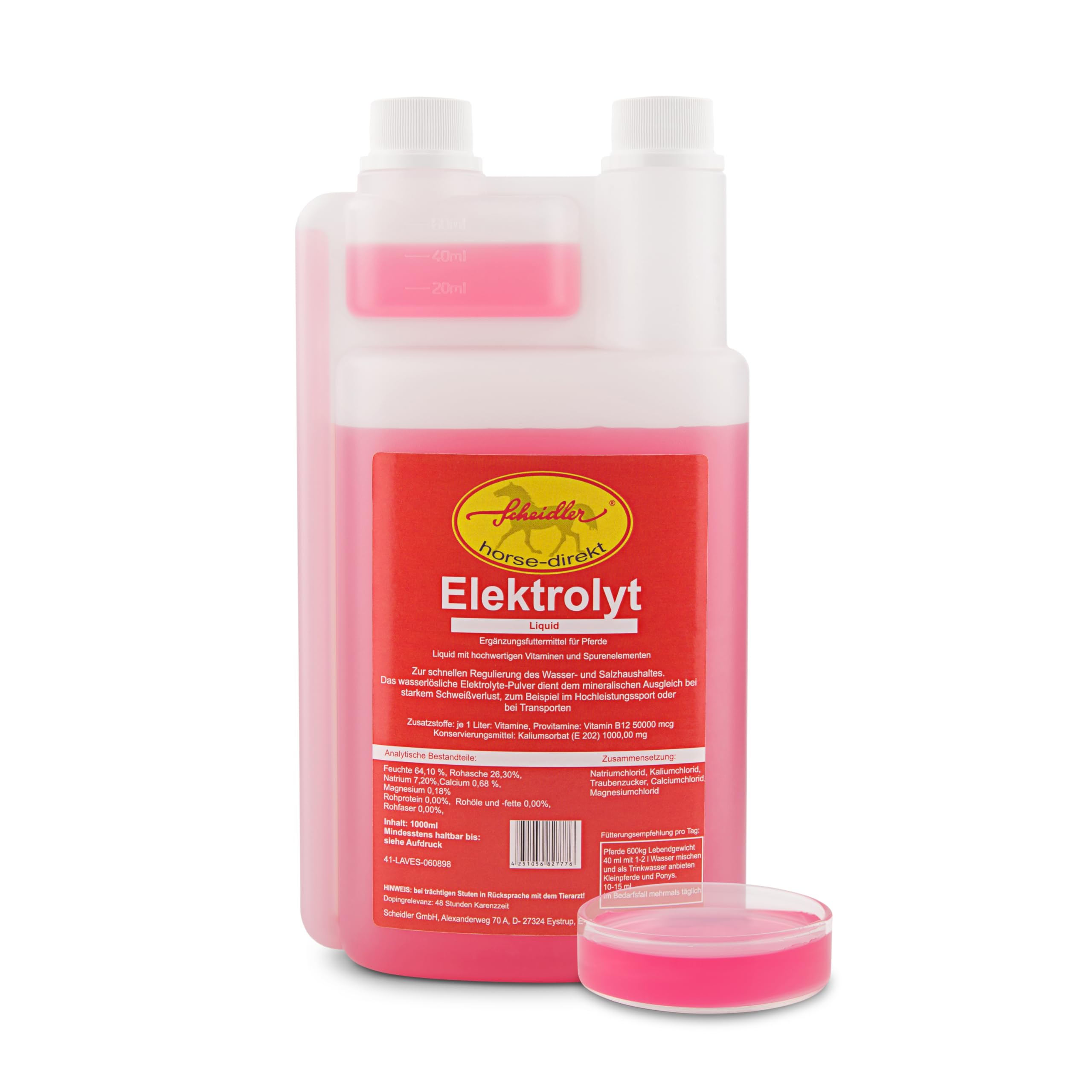 Elektrolyt 1L Liquid in Dosierflasche - Flüssiges Ergänzungsfuttermittel für Pferde