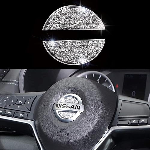 Emblema de cristal brillante para volante Nissan, accesorios brillantes, logotipo, calcomanías, fundas para decoración interior (centro)
