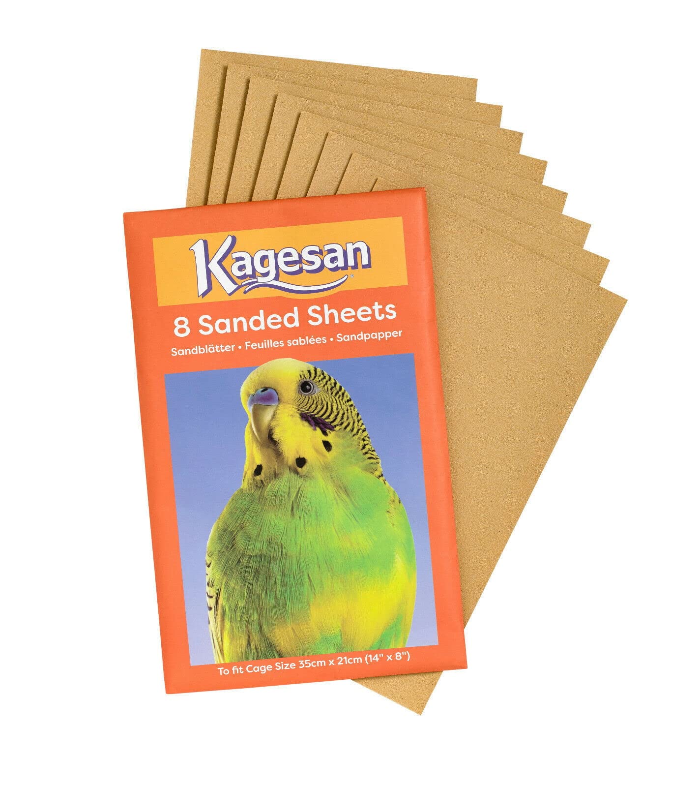 3 PACK Kagesan Lot de 24 feuilles de papier sable pour cage à oiseaux Orange 35 x 21 cm