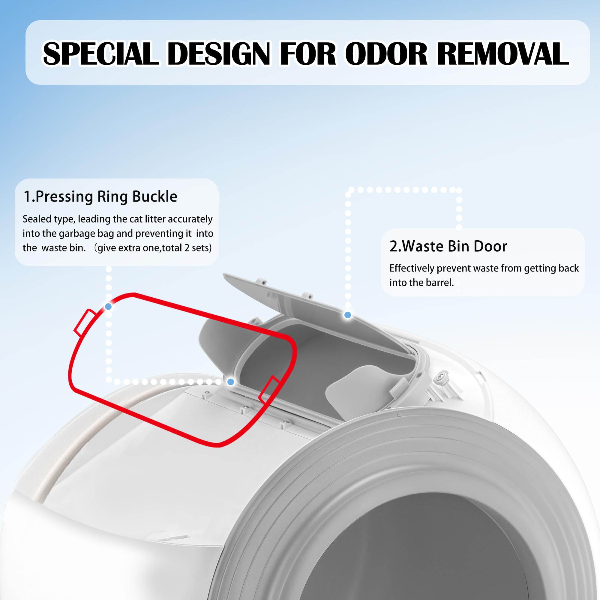 J JORBASADO Self Cleaning Litter Box 65L+9L Automatic Cat Litter Box Self Cleaning with APP Control for Multiple Cats Families Safety Protection - image 5