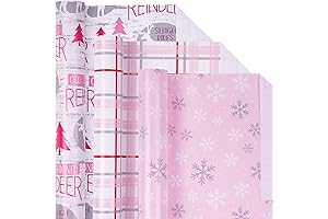 LeZakaa Pink and Silver Christmas Wrapping Paper