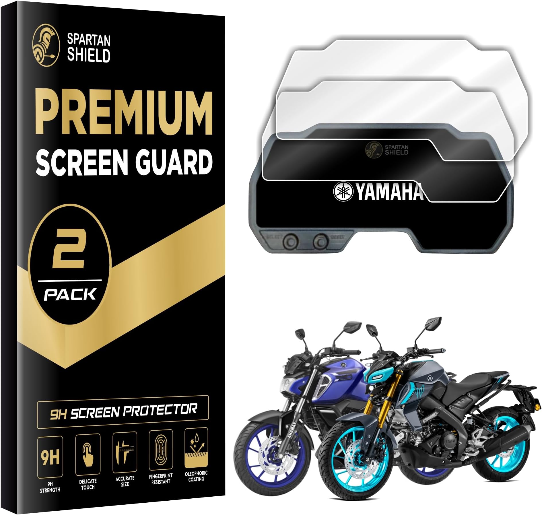 Spartan Shield [2 PACK Digital Meter Screen Guard Compatible With YAMAHA MT15,R15 V3,FZS-FI V4 2024 BIKES || Instrument Cluster Edge-To-Edge Protector || Scratch Cover Accessories [Not Tempered Glass]