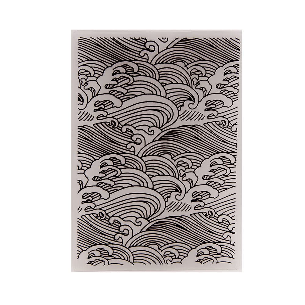 Arbuya Sea Ocean Waves Background Plastic Embossing Folder for Scrapbook DIY Album Card Tool Plastic Template Folders