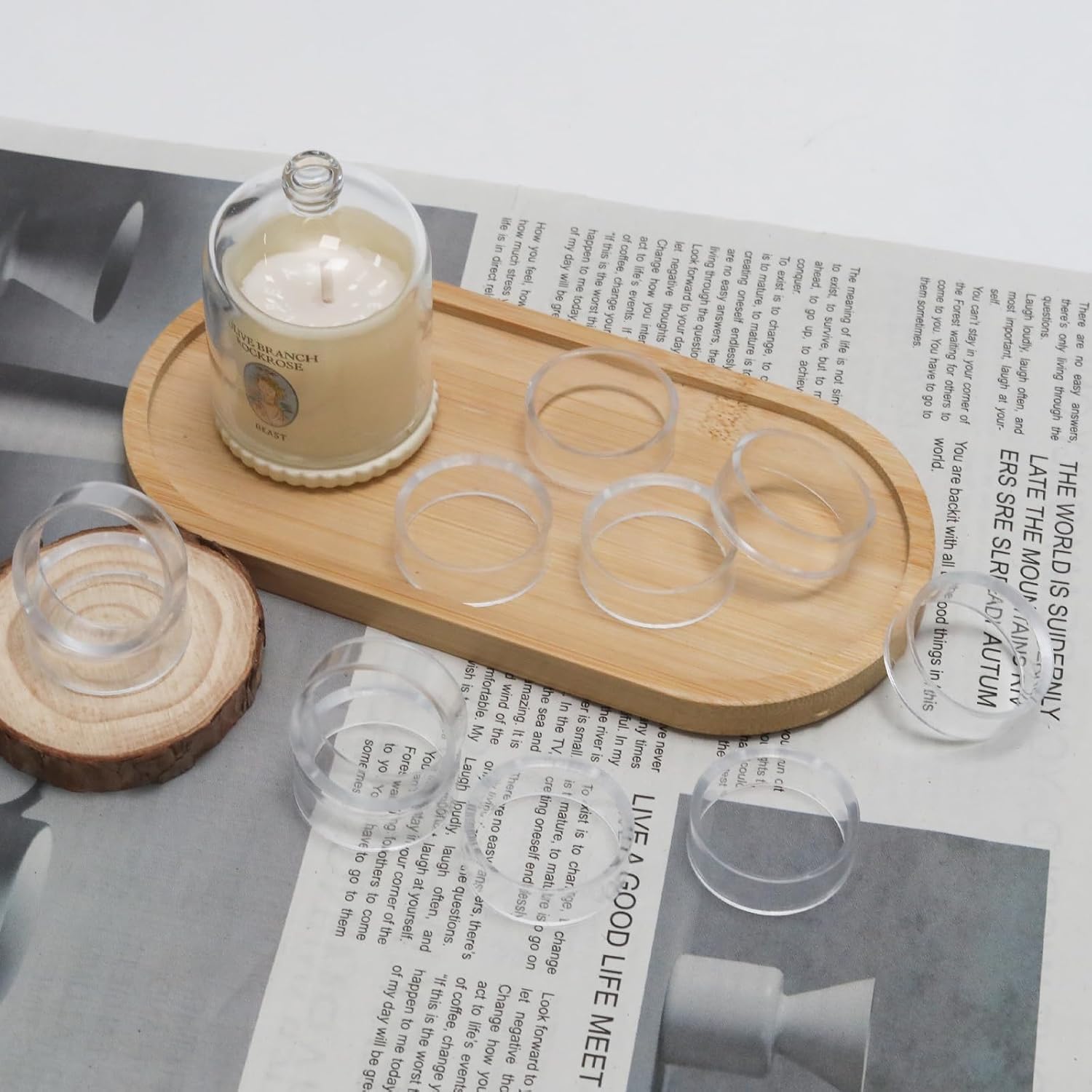 PINE & LINEN 12pcs Mix Clear Sphere Display Stand, Acrylic Small Round Baseball Ring Stands, Durable Plastic Display for Decorative Eggs/Collectors image 4
