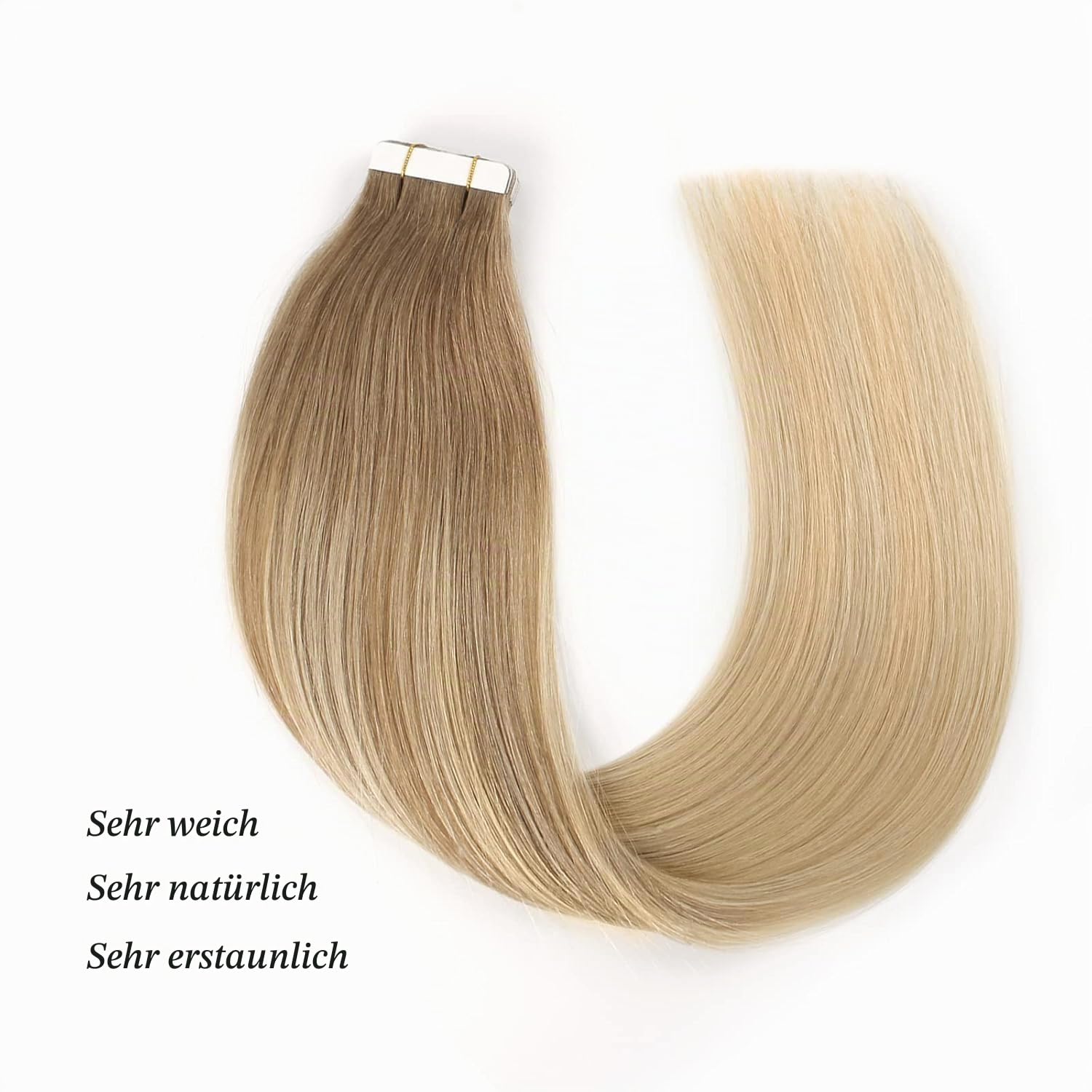 ABH AMAZINGBEAUTY HAIR Blond Tape Haarverlängerung 55cm Balayage | Remy Tape Extensions Echthaar, Skin Weft, #B8-18-60 Ombre Braun 50g 20 Stück, Unsichtbar, Wiederverwendbar, Haarverlängerung
