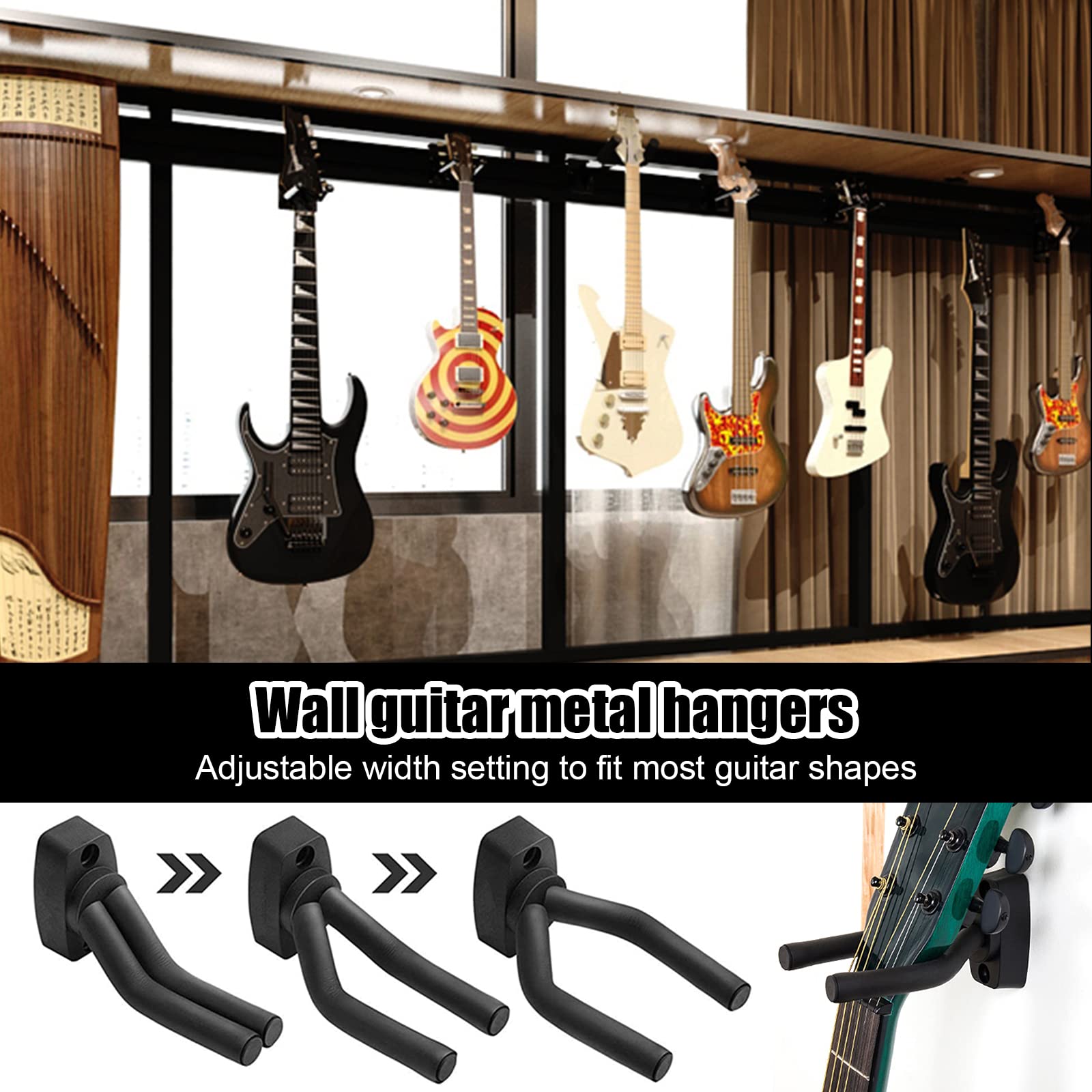 Support De Guitare En A Pliable KEPLIN (noir) - Universel Pour Guitare électrique, Acoustique Et Basse - Largeur Réglable Jusqu'à 24cm