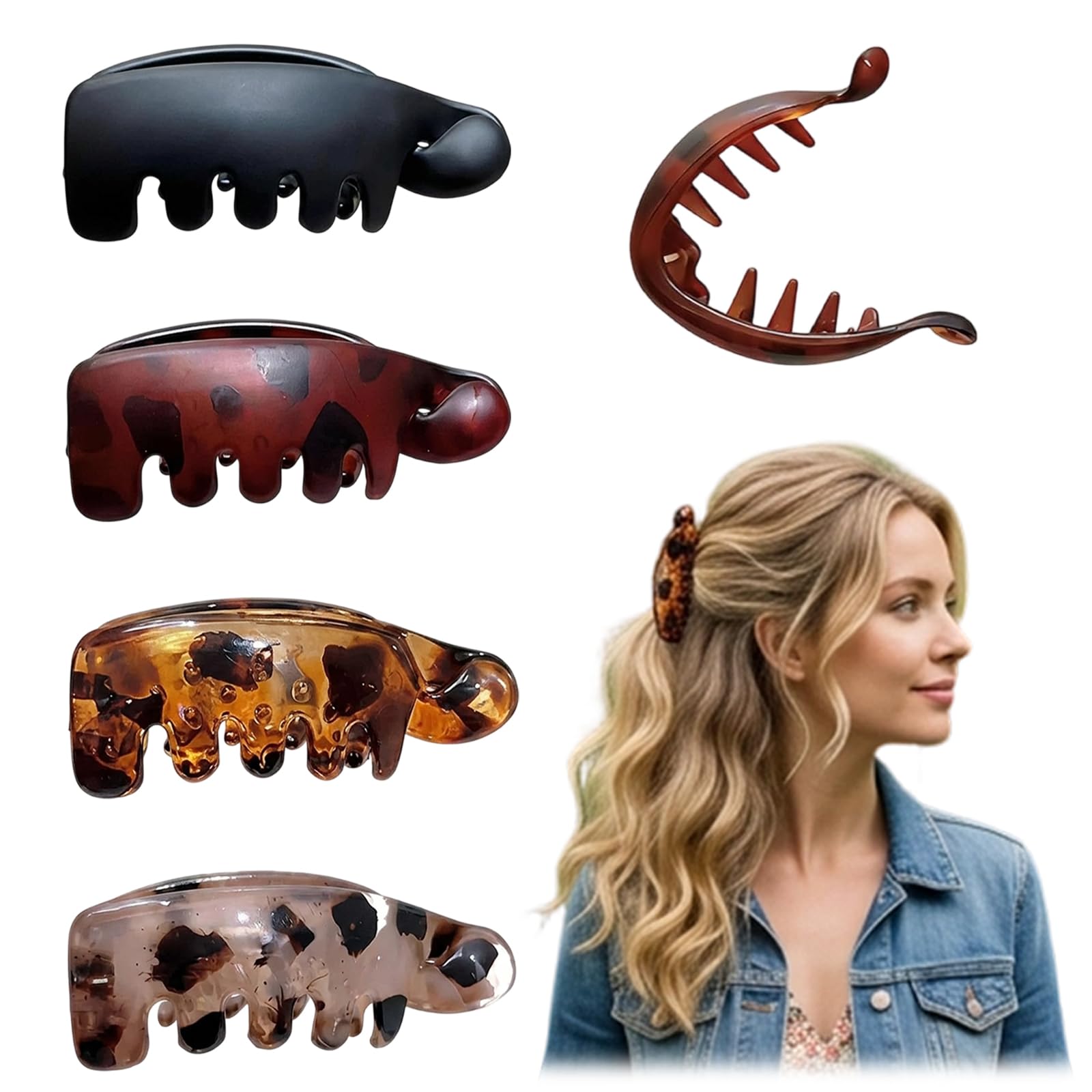 Banana Hair Clip, 4PCS Set for Versatile Hair Styling