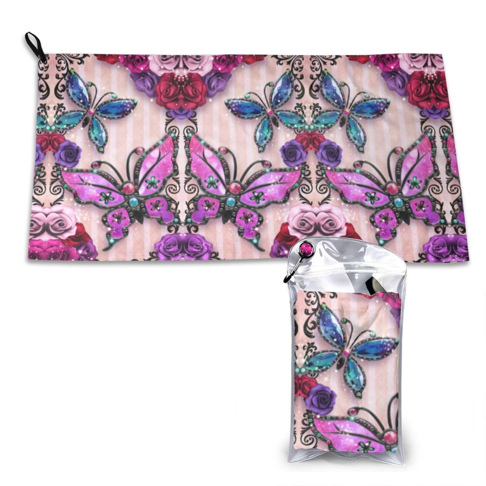 WXWJSHMGC Cute Butterfly Print Cooling Towel, Gym Towel,Cooling Towels For Neck, Soft Breathable Travel Cool Towel,Sports Towels For Gym,Camping