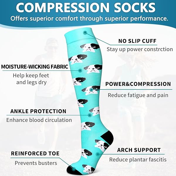 6 Pack Copper Compression Socks for Women and Men Circulation-Best Support for Medical,Running,Nursing,Athletic - 5