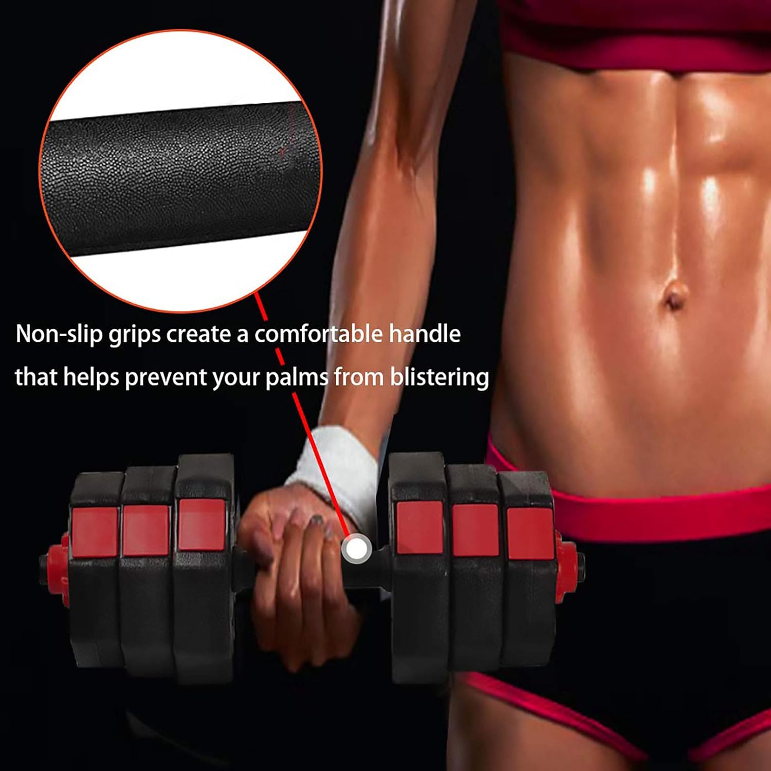 WATMAID Weights Dumbbells Set, Adjustable Weight to 44Lbs, Barbell Set for Men and Women Home Fitness Weight Set Gym Workout Exercise Training with Connecting Rod