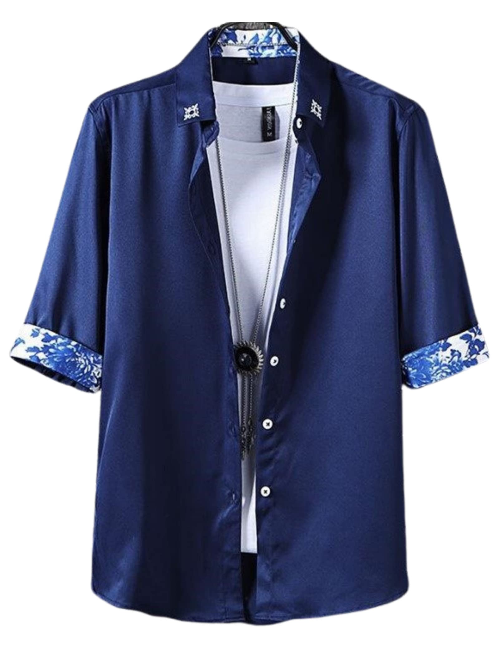 Amazon.co.jp: BSSAA メンズ 夏服 七分袖 夏服 カジュアルシャツ 