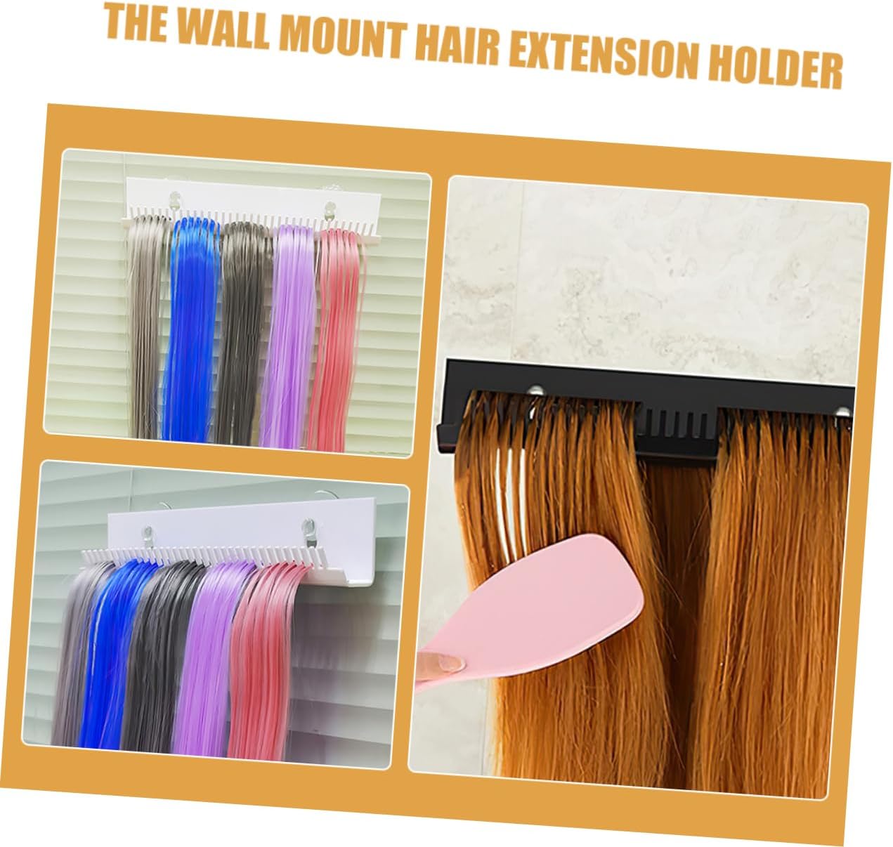 2pcs U-shaped Hair Extension Holder Stand Portable Display Rack for Salon and Home Use Easy Installation Strong Adhesion Multi-functional Hair Organizer